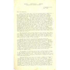 Massey Agricultural College Old Students Association letter, May 1958