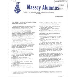 Massey Alumnus - Faculty of Agricultural and Horticultural Science, September 1977