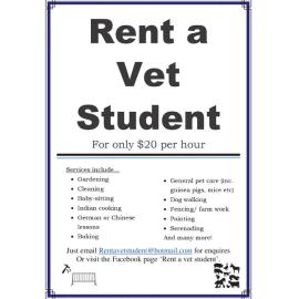 Veterinary Students’ Association. Rent a Vet Student poster, 2016