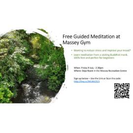 Massey University Buddhist Association. Guided meditation for beginners poster, 9 July 2021
