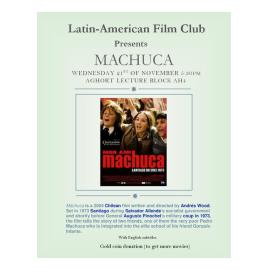 Latin American Society of Massey University. Latin American Film Club: Machuca screening poster, 21 November 2012