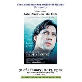 Latin American Society of Massey University. Latin American Film Club: Mar adentro screening poster, 31 January 2013
