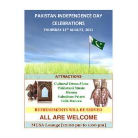 Pakistan Students’ Association. Pakistan Independence Day Celebrations poster, 11 August 2011