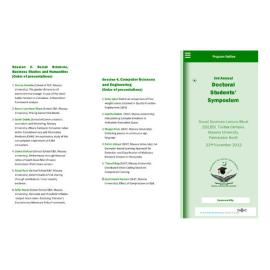 Pakistan Students’ Association. Doctoral Students’ Symposium programme leaflet, 22 November 2012