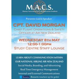 Massey Association for Communication Students. Speaker Series poster, May 2013