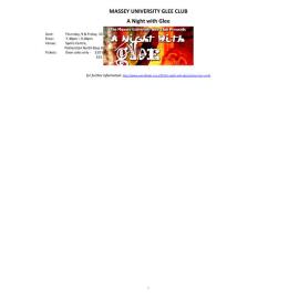 Massey University Glee Club. A Night with Glee invitation leaflet, 2013