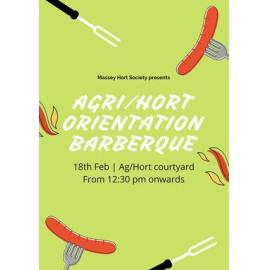 Massey Hort Society. Agri/Hort Orientation Barbeque poster, 18 February 2020