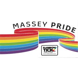 Out&About@Massey. Massey Pride sticker, 2015