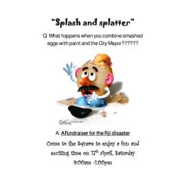 Ruahine and Tararua Halls. Splash and splatter poster, 17 April 2010