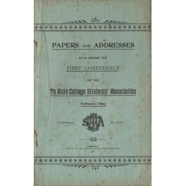 Papers and addresses read before the first conference of the Te Aute College Students' Association