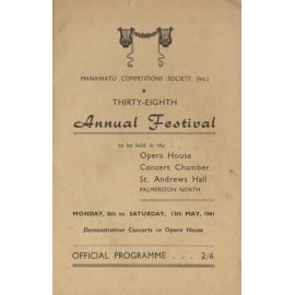 Annual festival: official programme, Manawatu Competitions Society