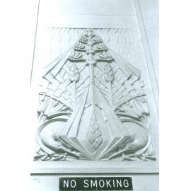 Old Main Building. Kiwis and flax bas-relief in Auditorium, September 1979