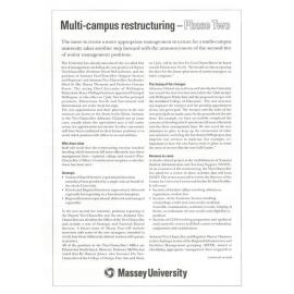 Multi-campus restructuring, Phase Two, 7 June 1999