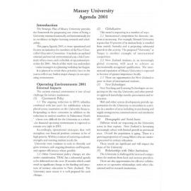 Massey University Agenda 2001