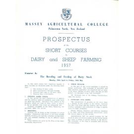Prospectus of the Short Courses in Dairy and Sheep Farming, 1957