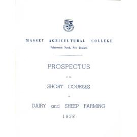 Prospectus of the Short Courses in Dairy and Sheep Farming, 1958