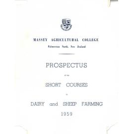 Prospectus of the Short Courses in Dairy and Sheep Farming, 1959