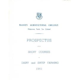 Prospectus of the Short Courses in Dairy and Sheep Farming, 1961