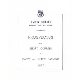 Prospectus of the Short Courses in Dairy and Sheep Farming, 1962