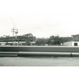 Science Towers. View of old Main Building from construction site, 8 May 1967