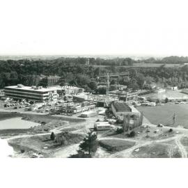Science Towers. View of construction site from Boiler House, 2 February 1968